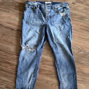 TORRID Distressed High Rise Straight Button-Fly Jeans - PLUS 18 Reg